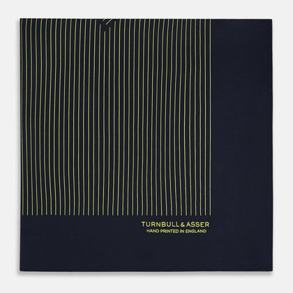 Navy and Gold Stripe Silk Pocket Square Image 3