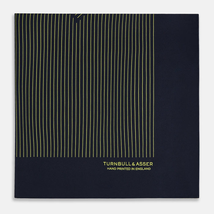 Navy and Gold Stripe Silk Pocket Square Image 3