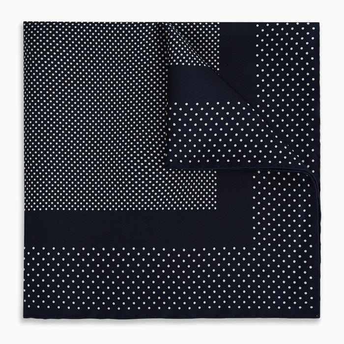 Navy and White Dot Silk Pocket Square Image 4