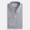 View 4 of product The Blue Fine Stripe Mayfair Shirt by Turnbull & Asser is a long-sleeve button-up with a sharp T&A collar and blue fine stripes, shown flat on a white background.