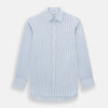 View 1 of product The Turnbull & Asser Navy and Blue Multi Check Mayfair Shirt features a crisp blue and navy check pattern, T&A collar, long sleeves, and a tailored Mayfair fit.