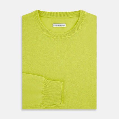 Lemon Green Cashmere Round Neck Jumper Image 3