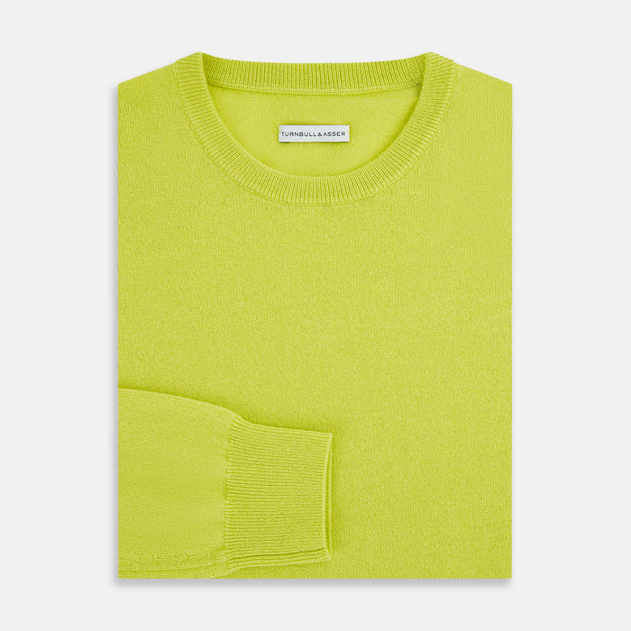 Lemon Green Cashmere Round Neck Jumper Image 3