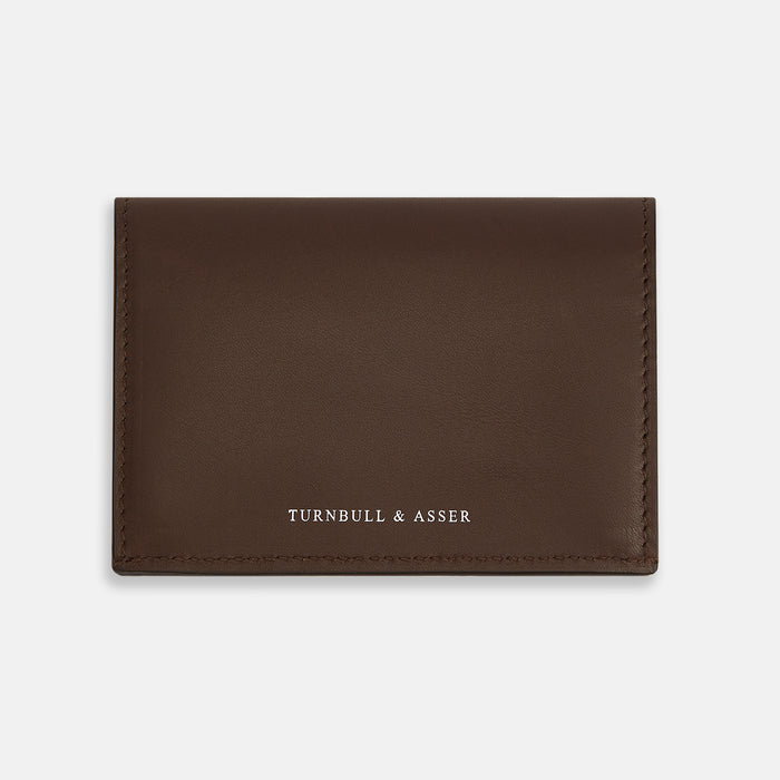 Dark Brown Leather Bi-Fold Card Holder