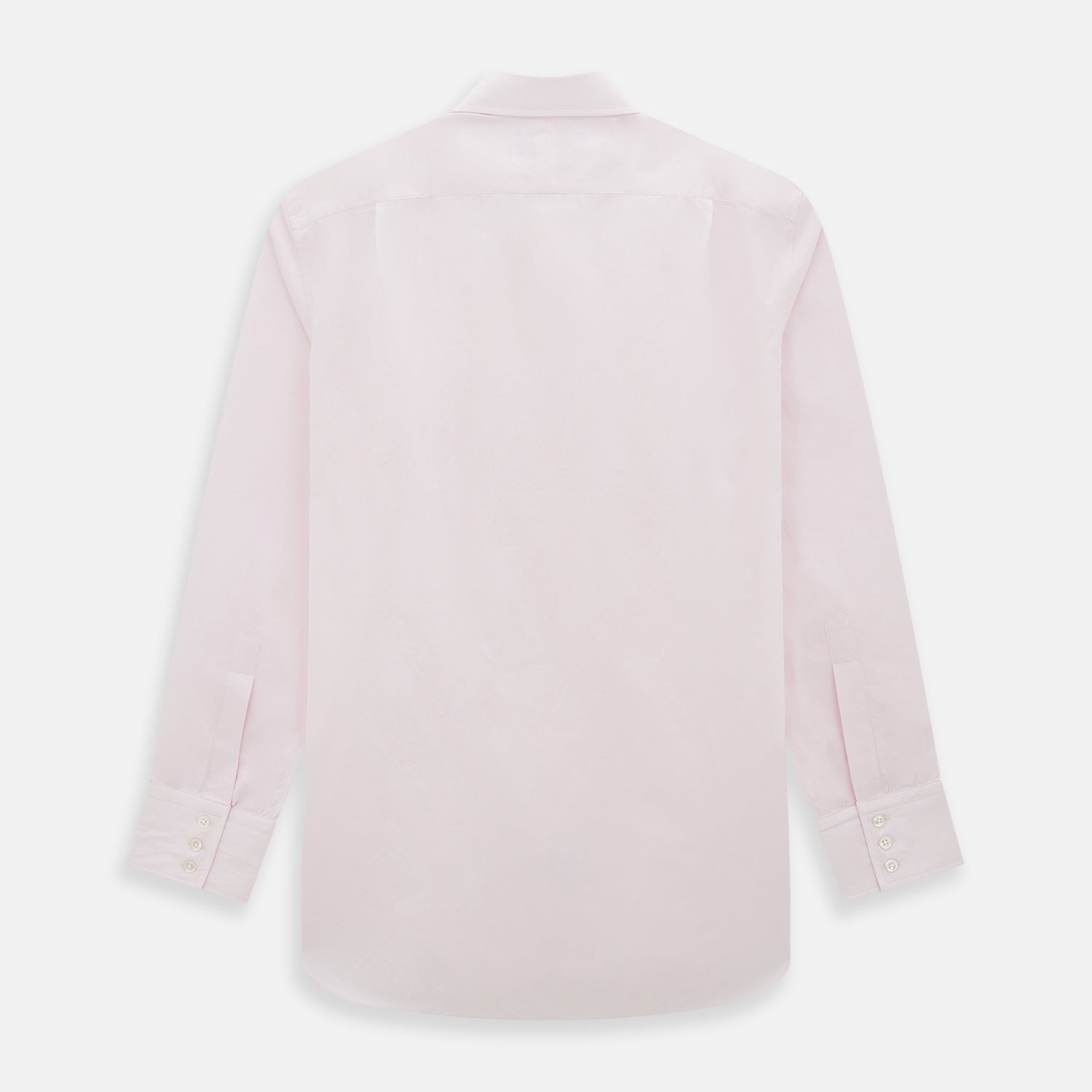 View 3 of product The Soft Pink Mayfair Shirt by Turnbull & Asser is a long-sleeved, sanforised cotton button-up with a classic collar, white buttons, and buttoned cuffs, shown against a plain white background.
