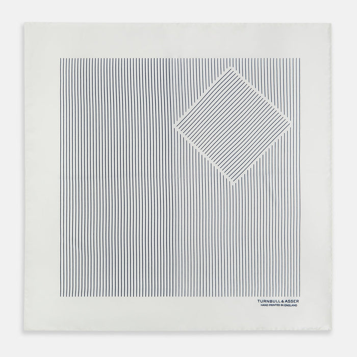 White Stripe Silk Pocket Square Image 3