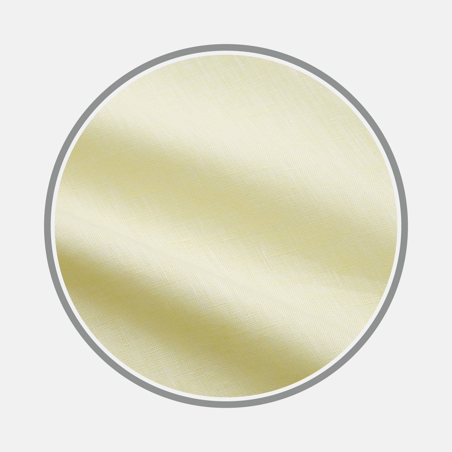 View 1 of product A close-up of Turnbull & Asser's NEW BESPOKE FABRIC 1024 11: light yellow with subtle woven textures and gentle folds, showcased in a gray circular frame—ideal for crafting refined, monogrammed shirts.