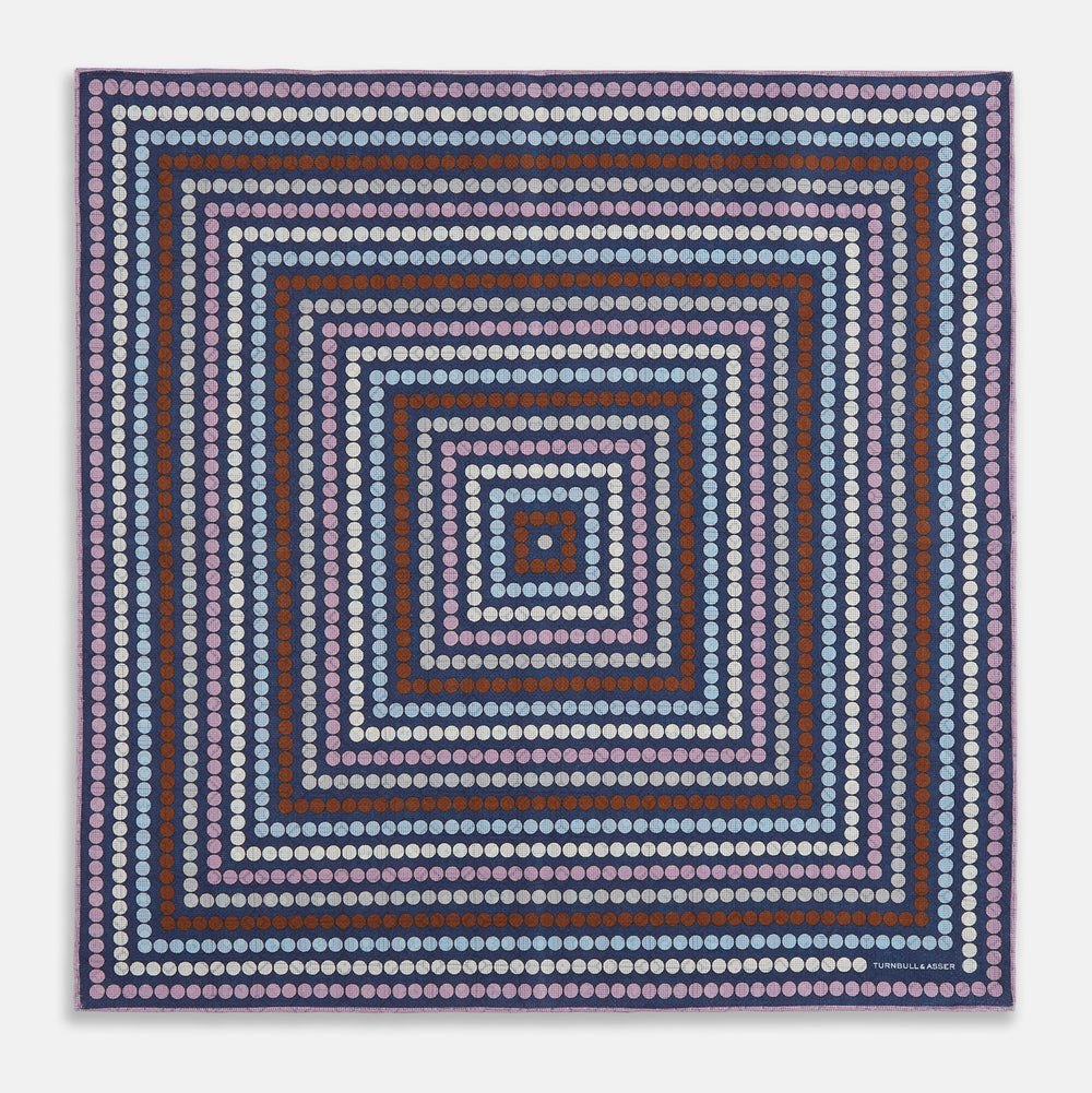 Azzurro Dots and Floral Tile Double-Sided Silk Pocket Square