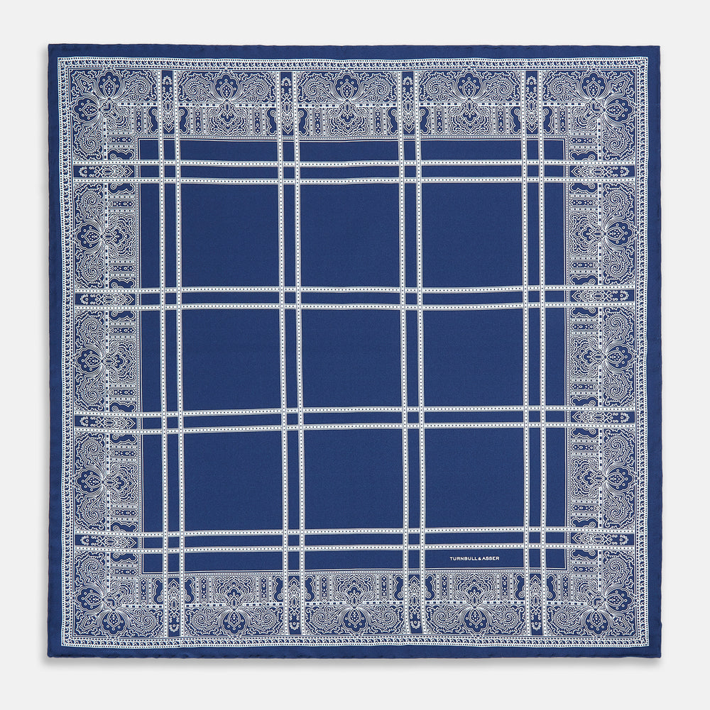 Azzurro Paisley Bandanda Patterned Silk Pocket Square