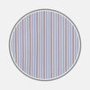 View 1 of product A close-up of Turnbull & Asser’s BESPOKE FABRIC 1058 34 shows blue, white, and red vertical stripes—perfect for a custom shirt—displayed in a circular frame on a light gray background.