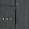 View 4 of product The Charcoal Melange Wide Stripe Westminster Shirt from Turnbull & Asser features long sleeves, a tailored fit, pointed collar, buttoned cuffs, and subtle wide stripes, shown laid flat on a white background.