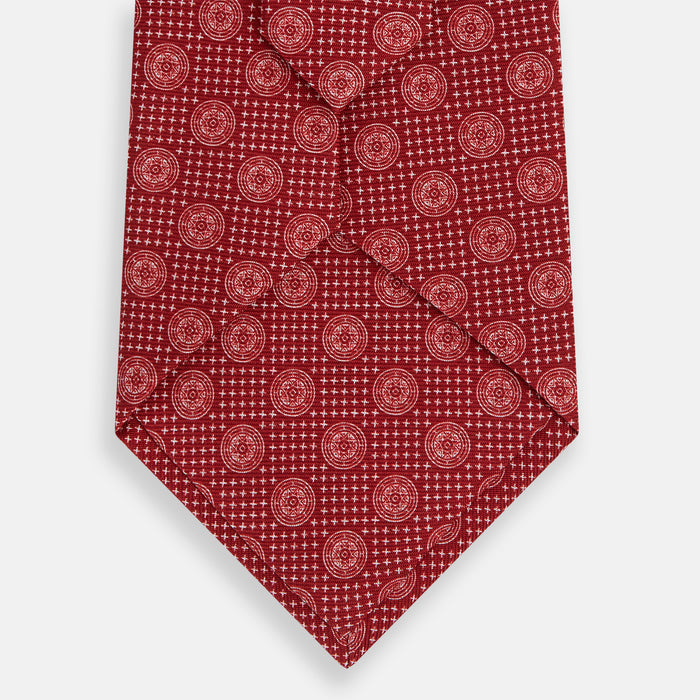 Red Medallion Silk Tie Image 2