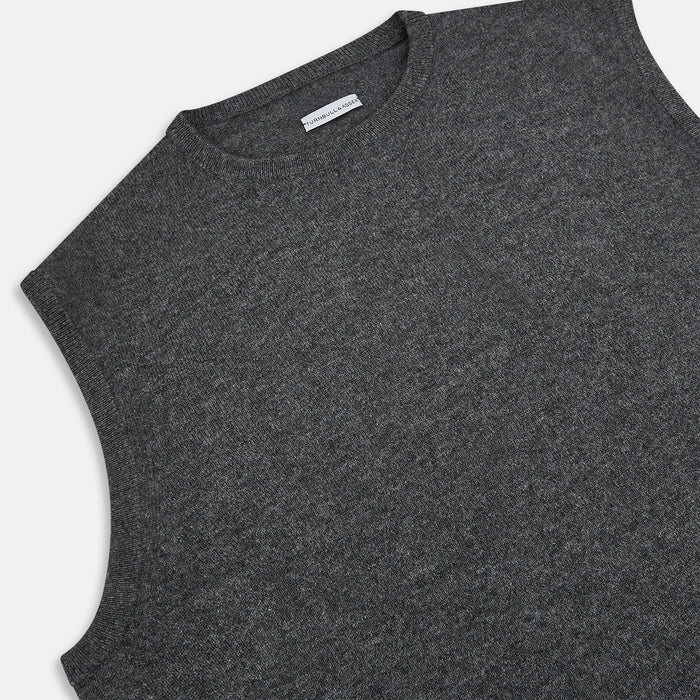 Charcoal Grey  Cashmere Round Neck Vest Image 1