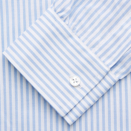 Pale Blue Stripe Weekend Fit Hayne Shirt With Dorset Collar And 1-Button Cuffs Image 3