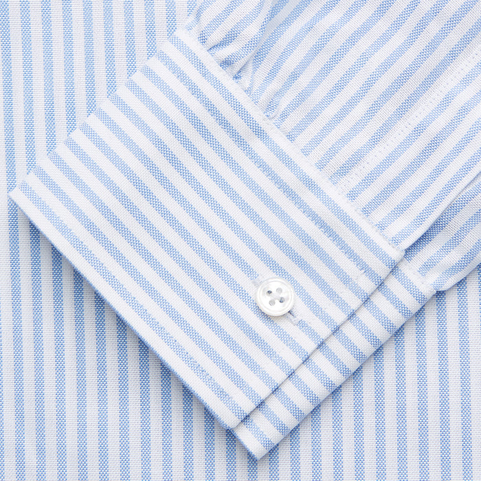Pale Blue Stripe Weekend Fit Hayne Shirt With Dorset Collar And 1-Button Cuffs Image 3