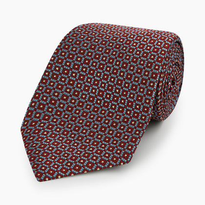 Burgundy Diamond Silk Tie Image 4