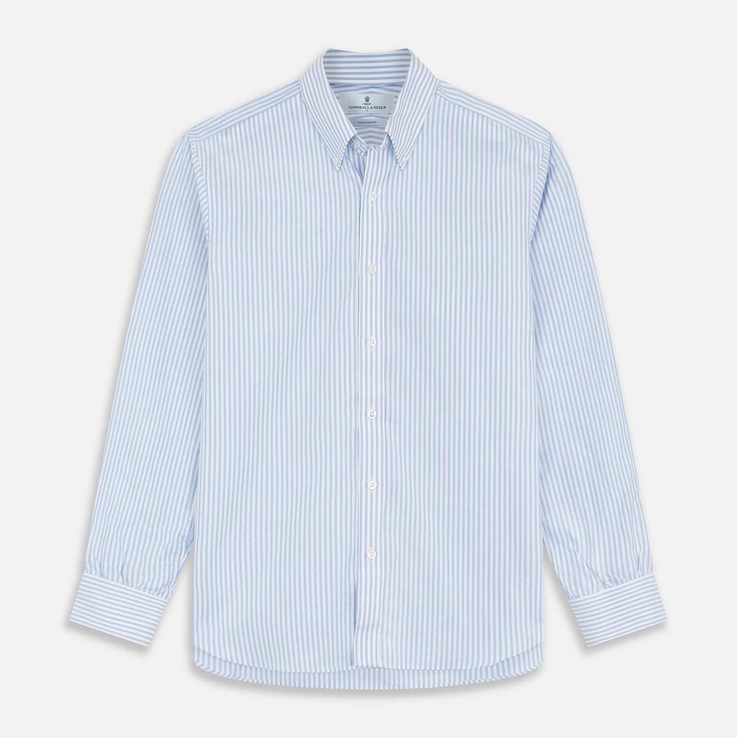 Pale Blue Stripe Weekend Fit Hayne Shirt With Dorset Collar And 1-Button Cuffs