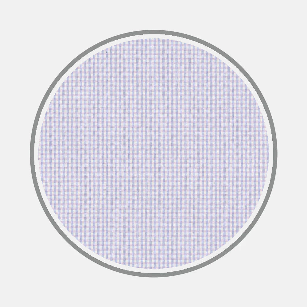 Bespoke Fabric 1211 06 by Turnbull & Asser features a circular pattern with a thin gray outline and small blue and white checks on a light background—ideal for bespoke shirt details or subtle monogram styles.