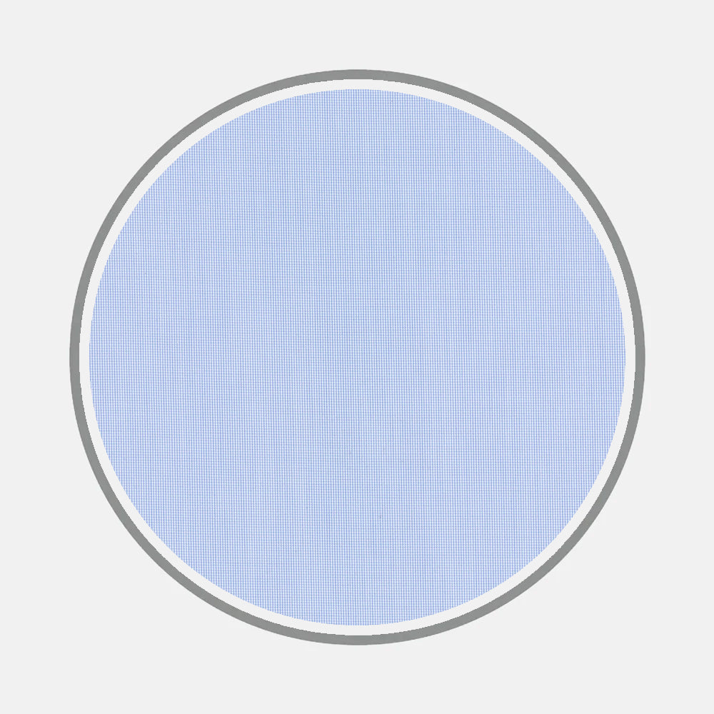 Bespoke Fabric 1249 50 by Turnbull & Asser features a light blue circle with a subtle gingham pattern, bordered by thin grey and white circles, set on a plain grey background—ideal for custom shirts.
