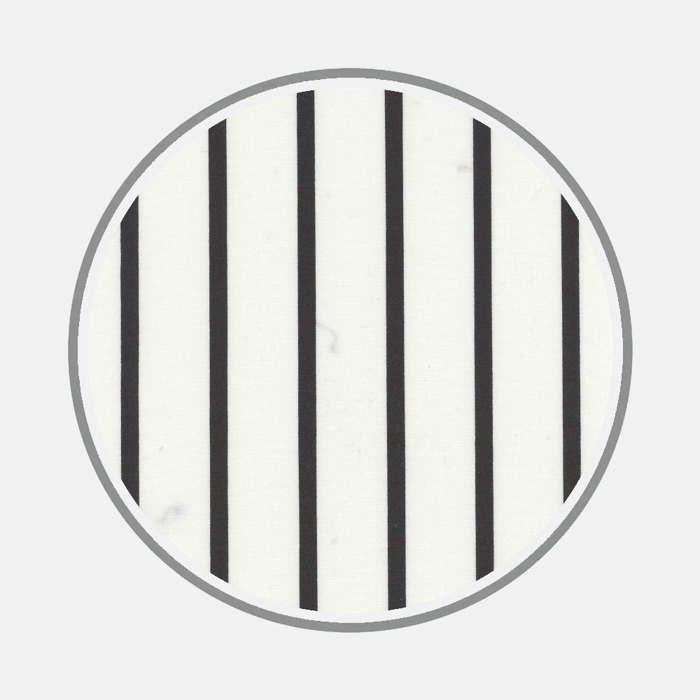 A white circle with a gray outline and six vertical black lines on a light gray background—ideal for custom shirts or unique monograms, featuring the Bespoke Fabric 1273 30 by Turnbull & Asser.
