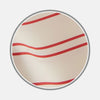 View 1 of product Close-up of cream-colored Turnbull & Asser NEW BESPOKE FABRIC 1276 08 with wavy red and orange stripes, perfect for custom shirts, shown inside a circular gray border on a white background.