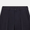 View 2 of product The Navy Rupert Trousers by Turnbull & Asser are tailored wool trousers with a button and zip closure, belt loops, and front creases, elegantly displayed against a plain white background.