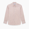 View 1 of product The Orange Multi Stripe Westminster Shirt by Turnbull & Asser features thin vertical orange and white stripes, a Turnbull collar, and long sleeves, elegantly displayed flat against a white background.