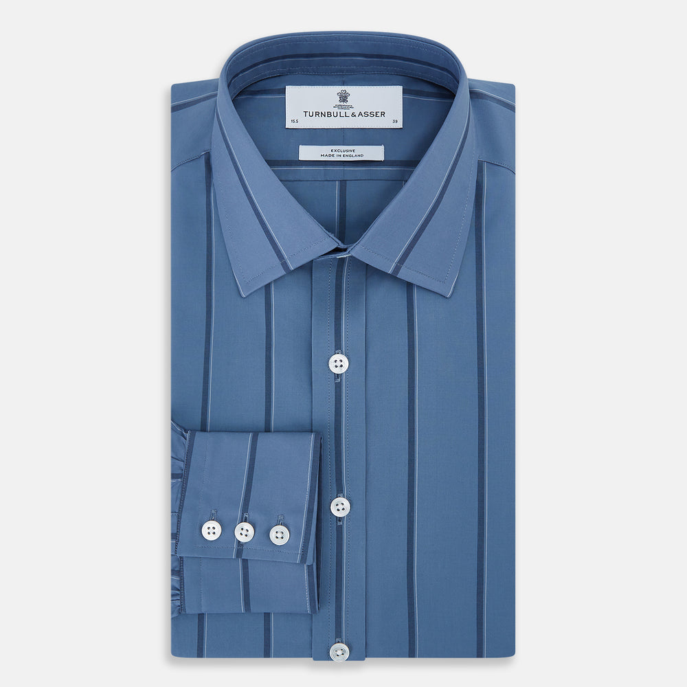 Steel Grey and Navy Track Stripe Mayfair Shirt