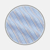 View 1 of product Close-up of Turnbull & Asser's NEW BESPOKE FABRIC 1319 33—light blue plaid with navy, orange, and white lines—shown in a circular frame on a light gray background. Ideal for bespoke shirts.