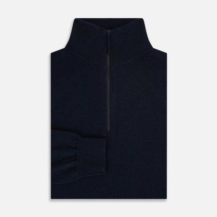 Midnight Blue Half-Zip Cashmere Jumper Image 3