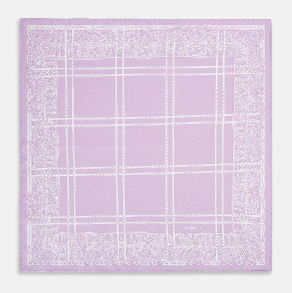 Lilac Paisley Bandana Patterned Silk Pocket Square