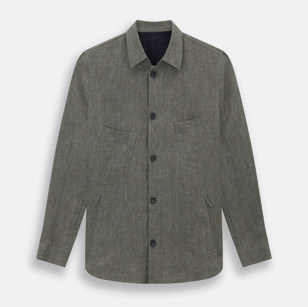 Olive Linen Holland Shacket