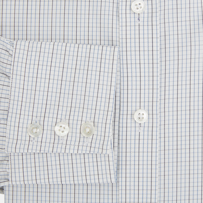 Pale Blue and Grey Grid Check Mayfair Shirt Image 3