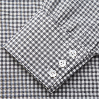 Grey Gingham Check Cotton Melange Regular Fit Mayfair Shirt Image 2