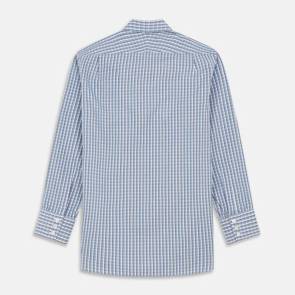 Blue and White Check Cotton Regular Fit Mayfair Shirt Image 2