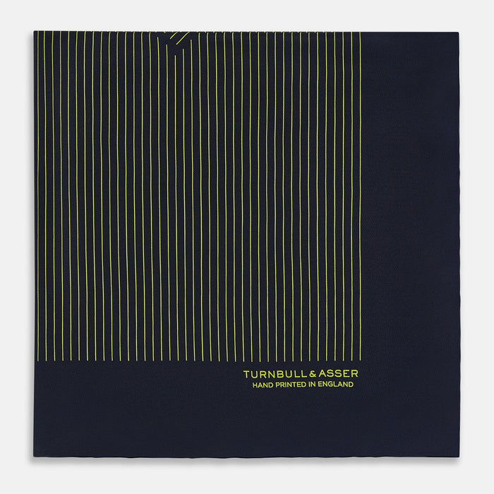 Navy and Yellow Stripe Silk Pocket Square Image 3