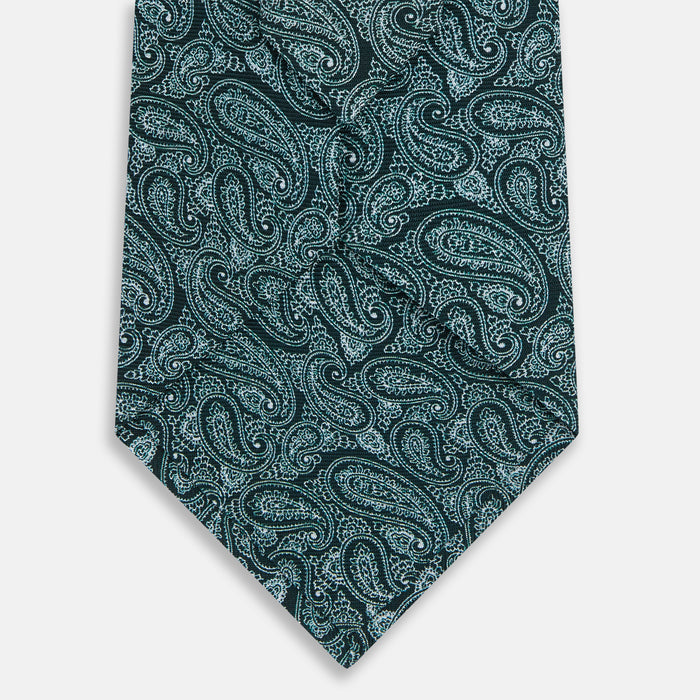 Light Petrol Paisley Silk Tie Image 2