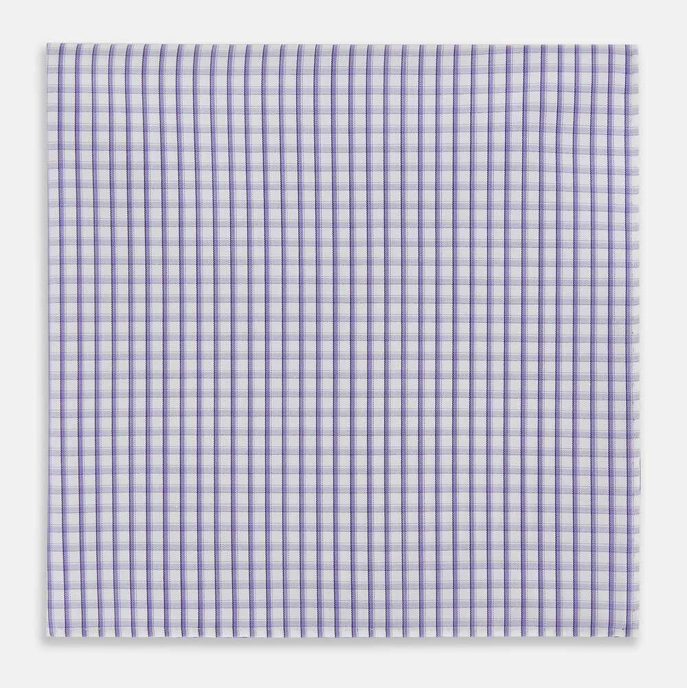 Purple Micro Shadow Check Hand-Rolled Handkerchief