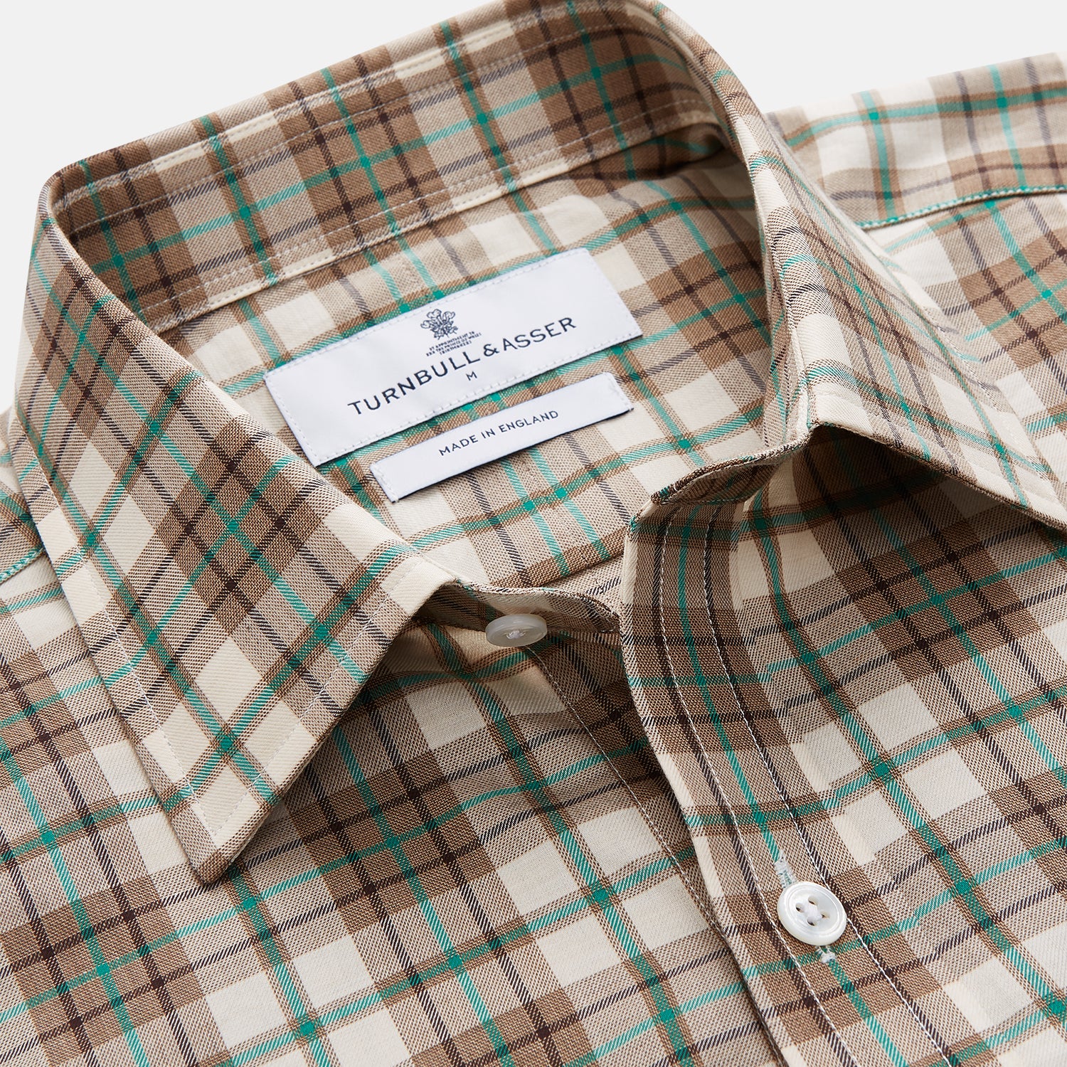 Green and Oatmeal Cotton Weekend Fit Langston Shirt