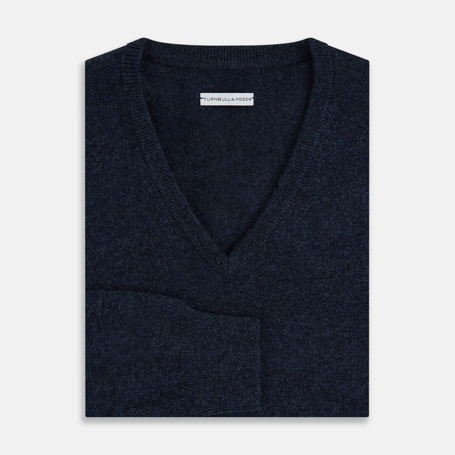 Navy Melange Cashmere V-Neck Jumper