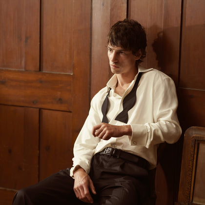 Cream Silk Shirt with T&A Collar and 3-Button Cuffs