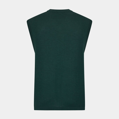 Petrol Green Fine Merino V-Neck Vest Image 2
