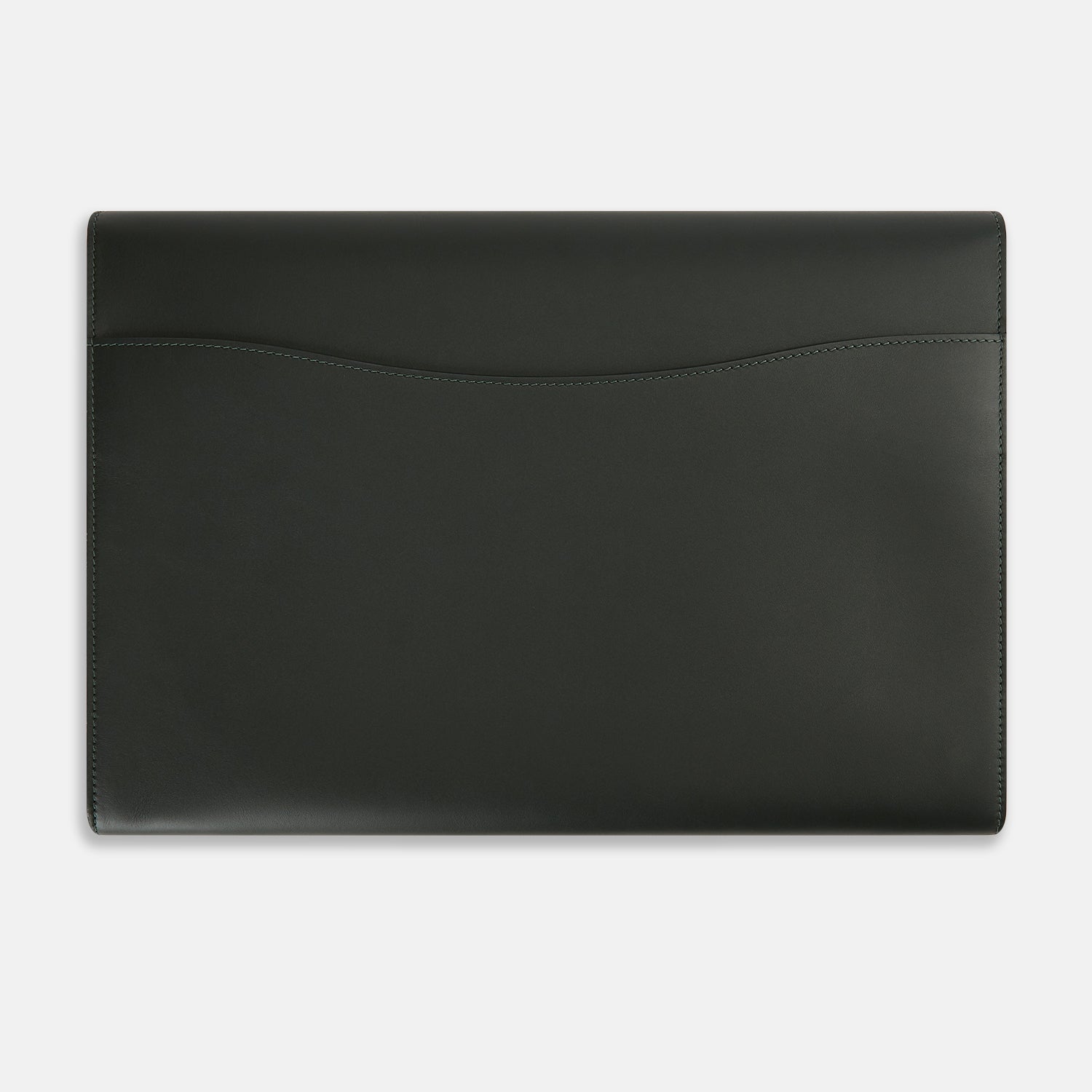 Image 4 of product A stylish, forest green leather snap-fasten pouch by Turnbull & Asser is pictured against a plain white background.