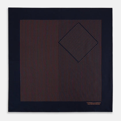 Navy and Blush Stripe Silk Pocket Square Image 2