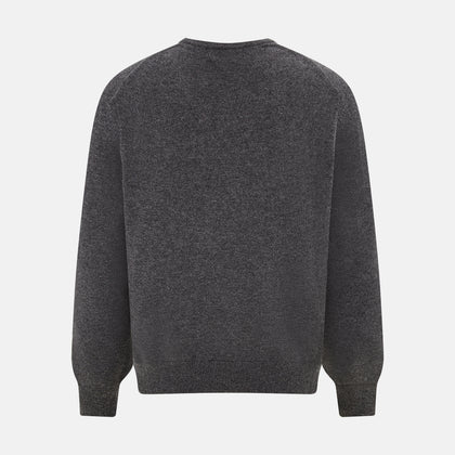 Charcoal Grey Cashmere V-neck Jumper Image 2
