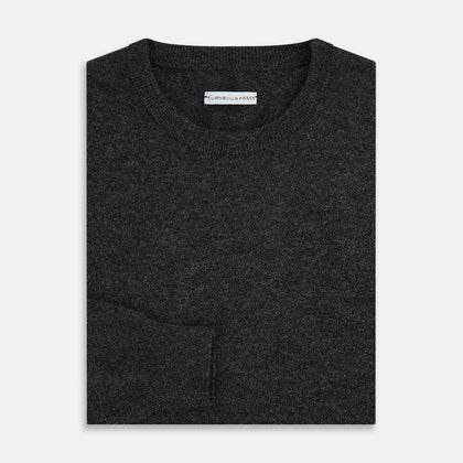 Dark Grey Cashmere Round Neck Jumper Image 3