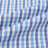 View 6 of product The Turnbull & Asser Blue and Navy Multi Check Mayfair Shirt, made from fine Italian cotton with long sleeves, a button-up front, and a classic collar, is shown against a white background.