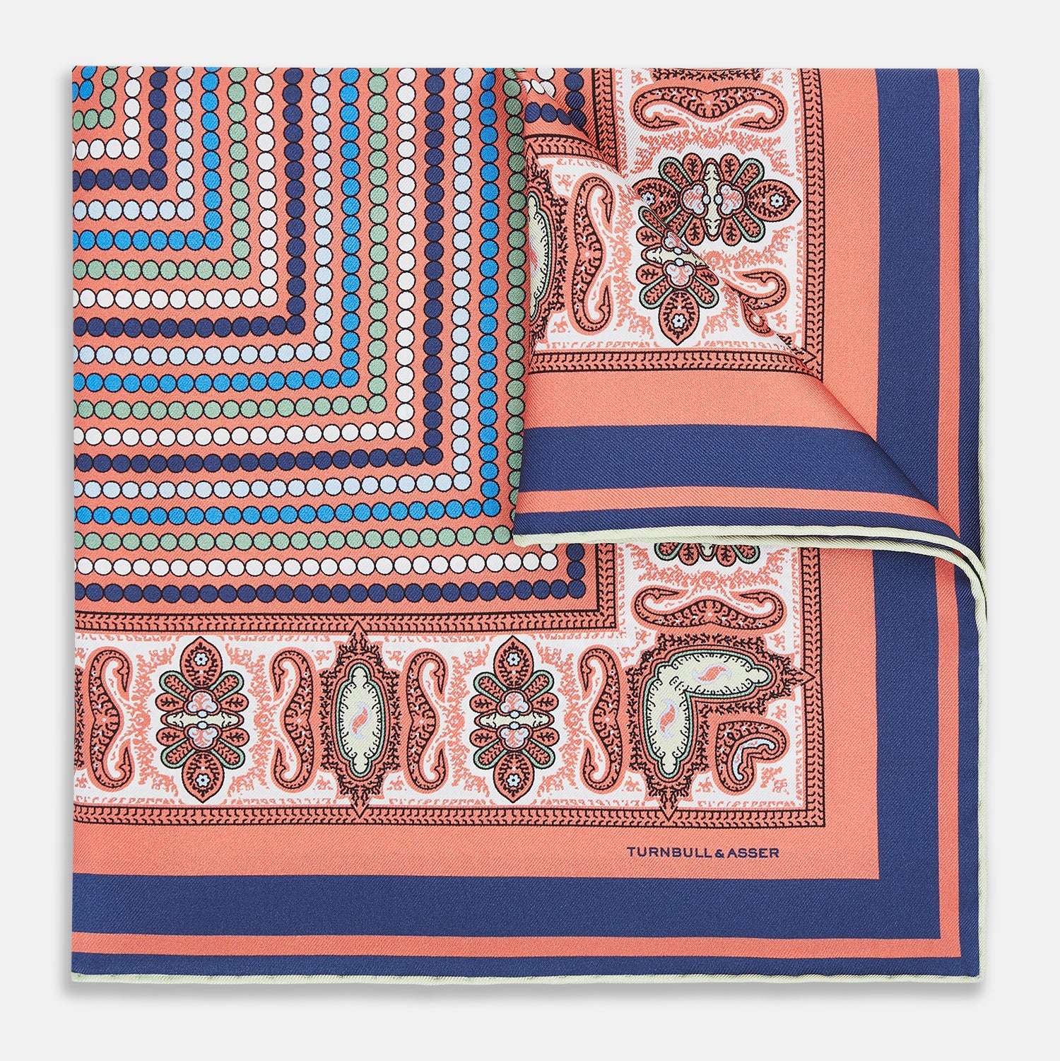 Image 1 of product Orange Dots and Paisley Silk Pocket Square