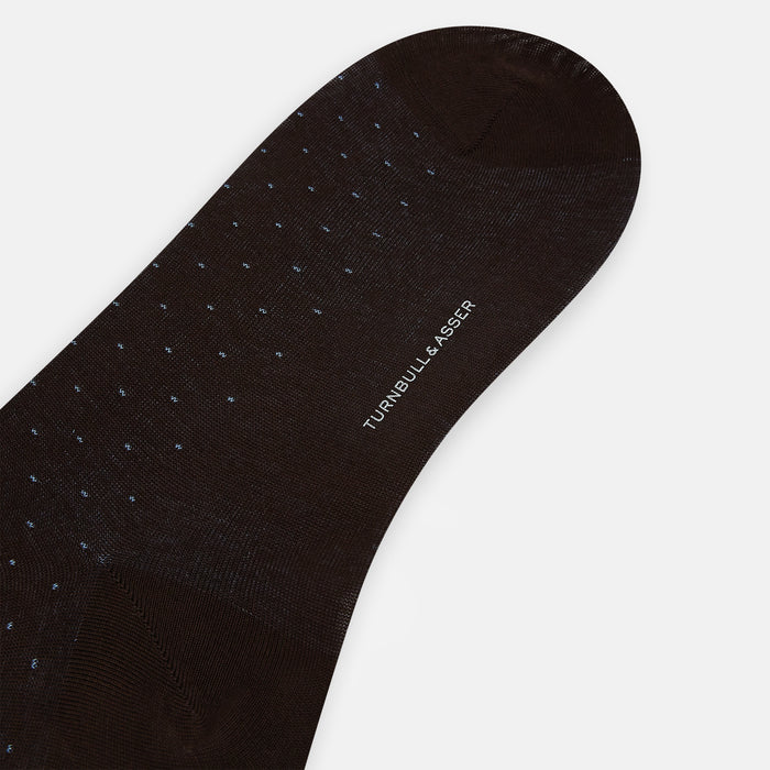 Dark Chocolate/Blue Pale Dot Mid-Length Socks Image 2