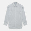 View 1 of product A Forest Green with Multicoloured Music Stripe Mayfair Shirt by Turnbull & Asser, featuring long sleeves, a signature T&A collar, and buttoned cuffs, laid flat on a white background.